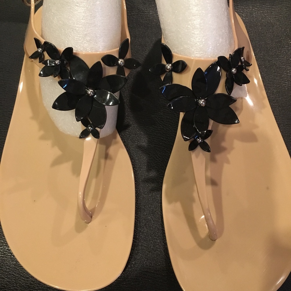 Michael Kors tan and black sandals never worn!